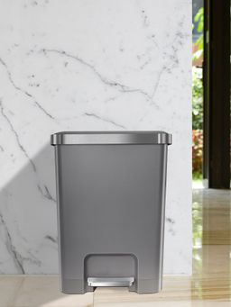 OBSESSIONS - Grey Plastic Step Dustbin with Fingerprint Resistant (35 L)