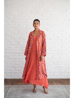 Keva Clothing - Gulab Orange Dress with Shrug (Set of 2)