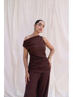 Urban Suburban - Brown Ribbed Asymmetric Solid Top