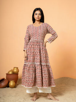 COTTONS DAILY - Cherry Red Barbie Cotton Kurta