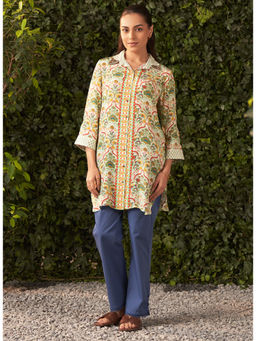 Lakshita - Green Printed Shantoon Straight Tunic for Women