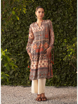 Lakshita - Black Printed Shantoon Kurta for Women