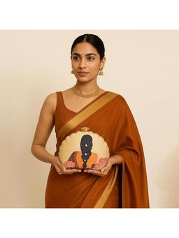 ARTKLIM - D-Shaped Flower Lady Printed Box Clutch with Detachable Chain