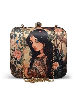 ARTKLIM - Multi-Color Portrait Printed Box Clutch with Detachable Strap