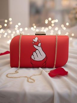 ARTKLIM - Finger Heart Design Printed Clutch