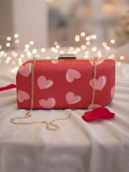 ARTKLIM - Cute Heart Print Red Printed Clutch