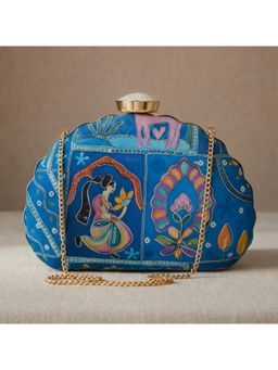 ARTKLIM - Blue Folk Art Embroidered Clutch