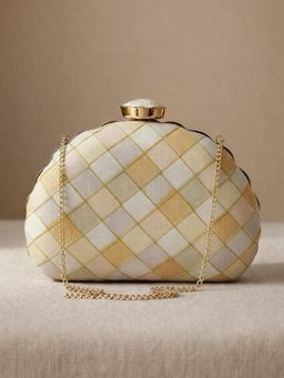 ARTKLIM - Elegant Beige Embroidered Clutch