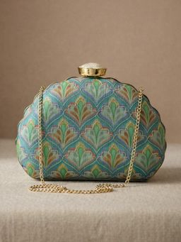ARTKLIM - Blue Patterned Embroidered Clutch