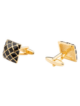 The Tie Hub - Square Black And Gold Checks Cufflinks