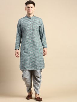 Amodh by Kisah - Mens Blue Kurta Dhoti (Set of 2)