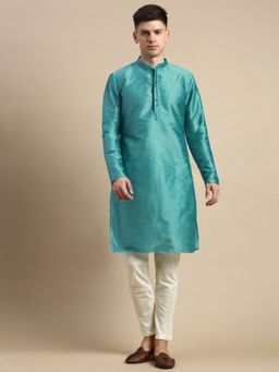 Amodh by Kisah - Mens Green Kurta Trousers (Set of 2)