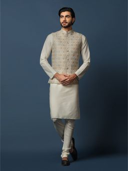 KISAH - Mens Multicolour Jacket Kurta Churidar (Set of 3)