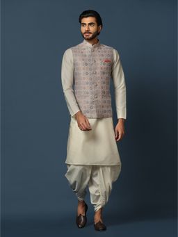 KISAH - Mens Multicolour Jacket Kurta Dhoti (Set of 3)