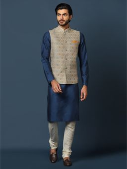 KISAH - Mens Multicolour Jacket Kurta Churidar (Set of 3)
