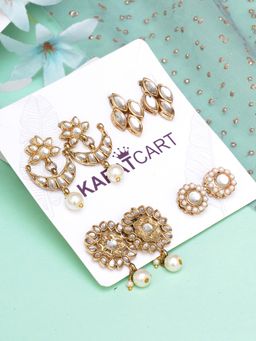 Karatcart - Set of 4 Handcrafted Kundan Earrings Combo for Women