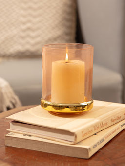 Twig & Twine - Allure Gold Band Peach Glass Votive