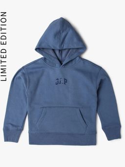 GAP - Blue Solid Relaxed Fit Hoodie