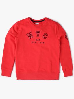 GAP - Red Solid Relaxed Fit Sweatshirt