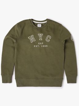 GAP - Olive Solid Relaxed Fit Sweatshirt
