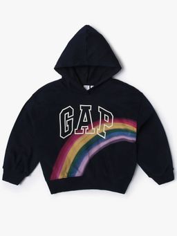 GAP - Navy Blue Printed Relaxed Fit Hoodie