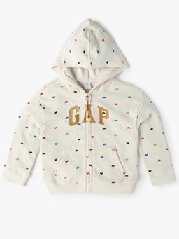 GAP - Cream Printed Relaxed Fit Hoodie