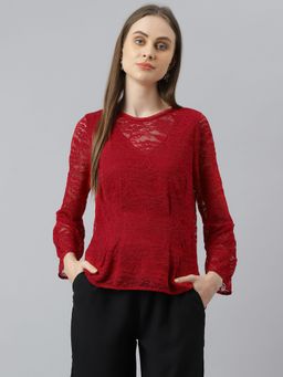 Latin Quarters - Women Red Color Flared Sleeve Top