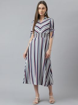 Latin Quarters - Women Multi Color Stripe Midi Dress