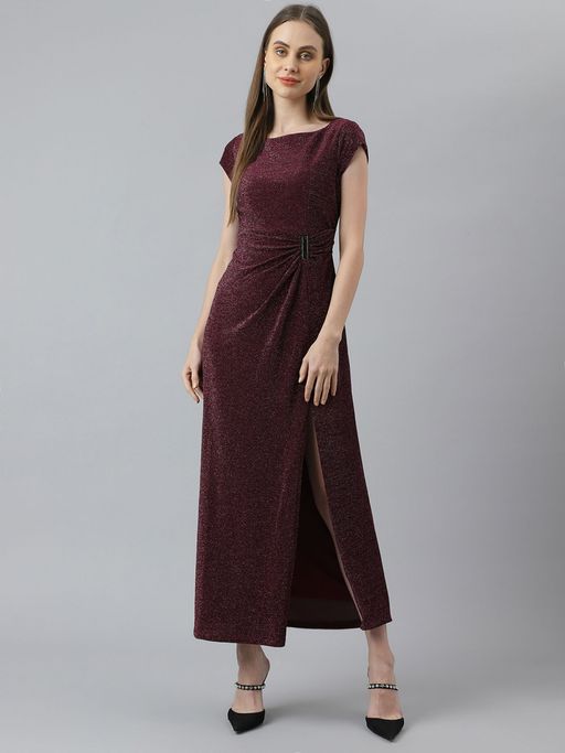 Buy Latin Quarters Women A-Line Maroon Color Maxi Dress Online