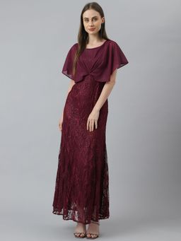 Latin Quarters - Women Maroon Color Lace Dress