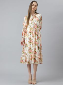 Latin Quarters - Midi Length Floral Print Dress