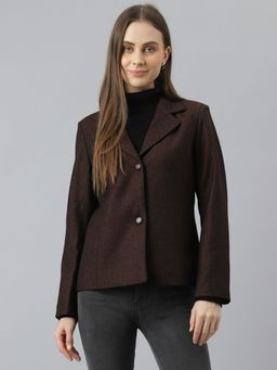 Latin Quarters - Women Brown Color Textured Blazer