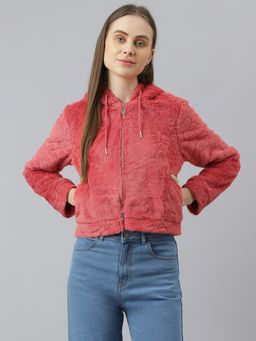 Latin Quarters - Women Hooded Pink Zipper Jacket
