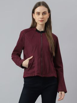 Latin Quarters - Women Wine Color Zipper Jacket