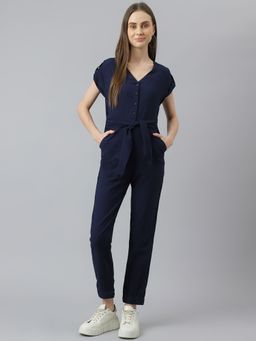 Latin Quarters - Women Solid Blue Color Jumpsuit