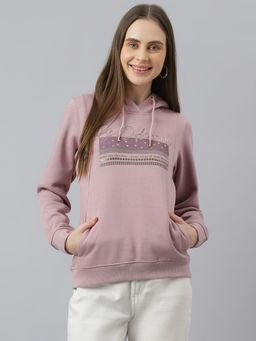 Latin Quarters - Women Pink Printed Hoodie Sweatshirt