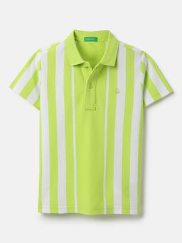 United Colors of Benetton - Green Stripes Regular Fit Polo T-Shirt