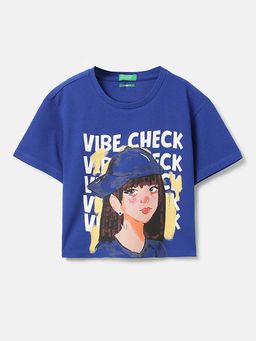 United Colors of Benetton - Blue Printed Comfortable Fit T-Shirt