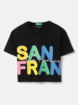 United Colors of Benetton - Black Typography Comfortable Fit T-Shirt