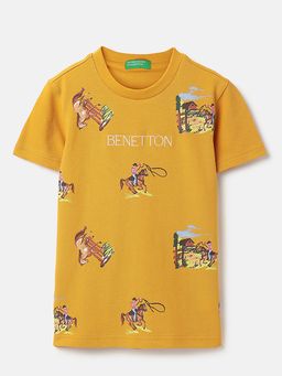 United Colors of Benetton - Yellow Printed Regular Fit T-Shirt