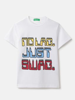 United Colors of Benetton - White Typography Regular Fit T-Shirt