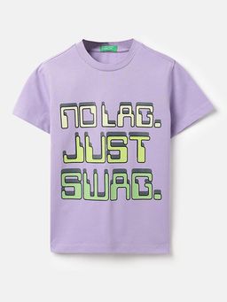 United Colors of Benetton - Purple Typography Regular Fit T-Shirt