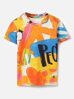 United Colors of Benetton - Orange Printed Regular Fit T-Shirt