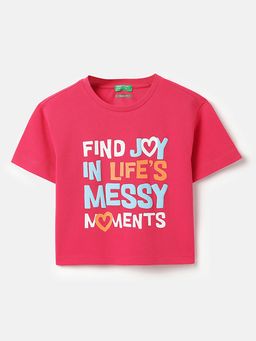 United Colors of Benetton - Pink Typography Comfortable Fit T-Shirt