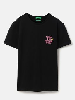 United Colors of Benetton - Black Graphic Relaxed Fit T-Shirt