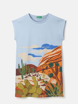 United Colors of Benetton - Blue Printed Regular Fit Dress