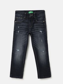 United Colors of Benetton - Black Solid Straight Fit Jeans