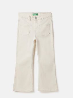 United Colors of Benetton - Cream Solid Bootcut Fit Jeans