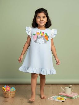 Keebee Organics - Blue Embroidered A-Line Fit Dress