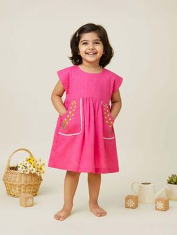 Keebee Organics - Pink Embroidered Empire Fit Dress